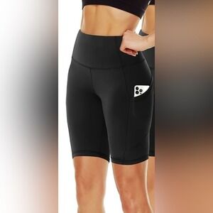 Showitty Biker Shorts XL Black High Waist Yoga Athletic Side Pockets New